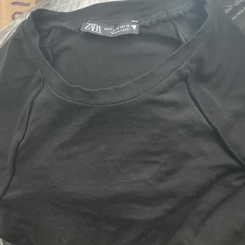 Zara Jet Black Crew Neck Top